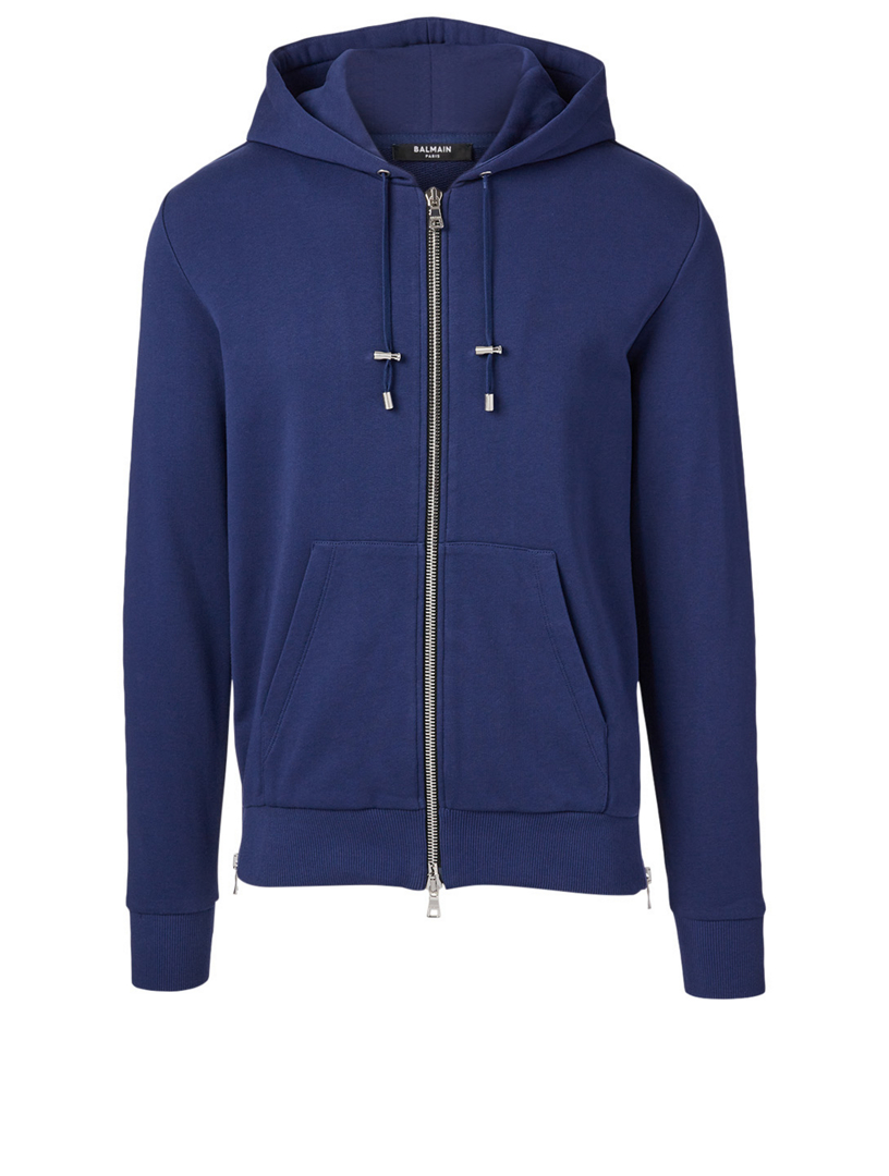 BALMAIN Cotton Zip Hoodie With Rubber Logo | Holt Renfrew Canada