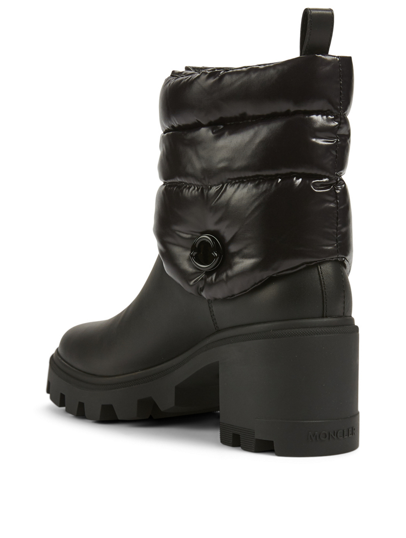 MONCLER Camille Leather Heeled Ankle Boots With Removable Puffer | Holt ...
