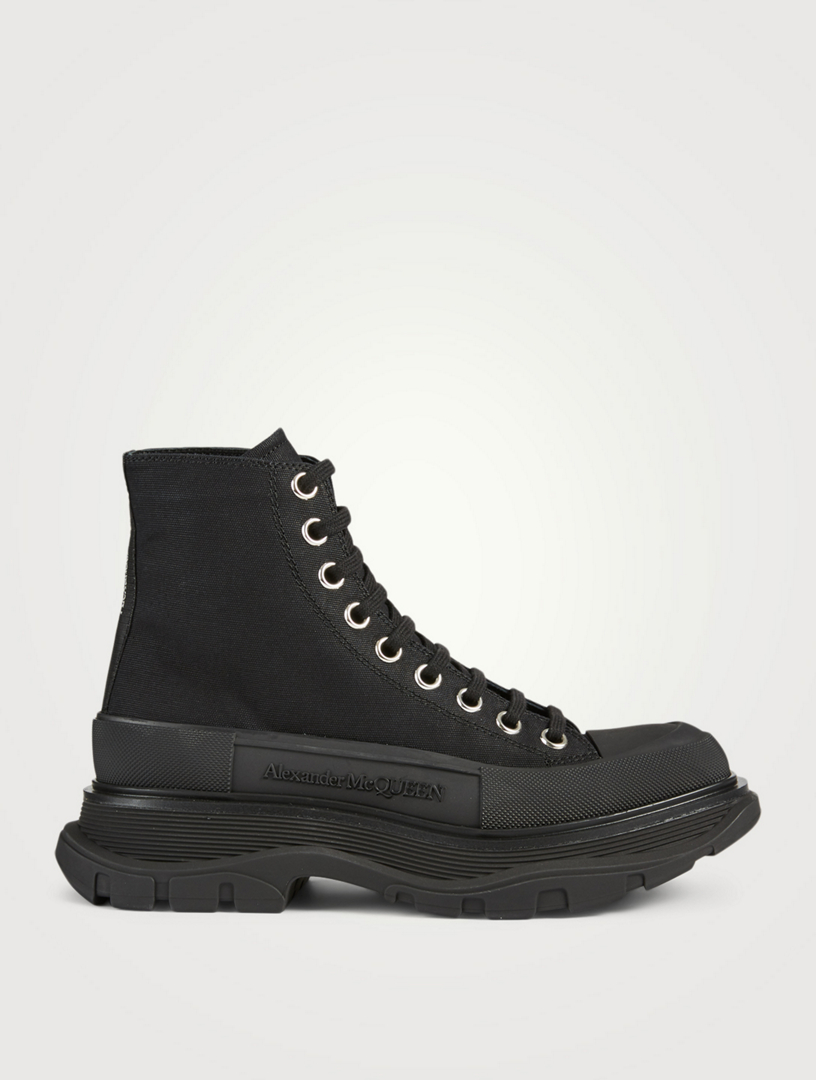 ALEXANDER MCQUEEN Tread Slick Canvas Platform High-Top Sneakers | Holt ...