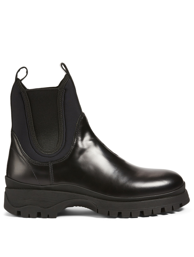 prada leather and neoprene booties