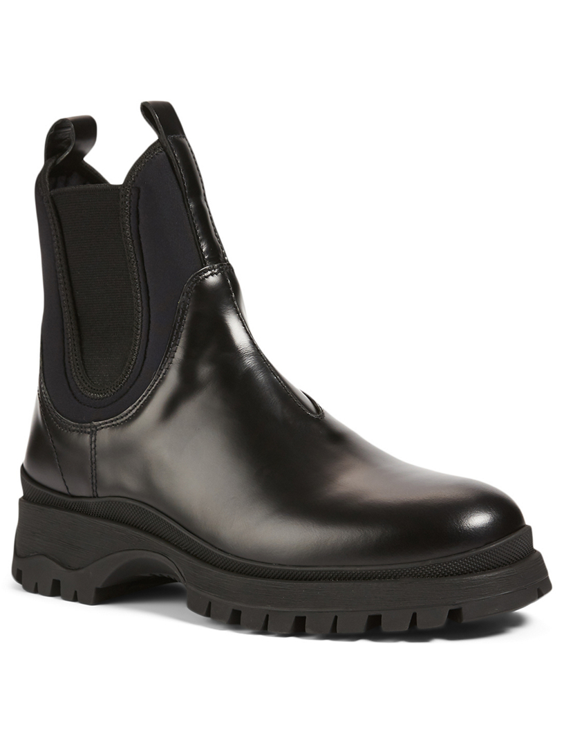 prada leather and neoprene ankle boots