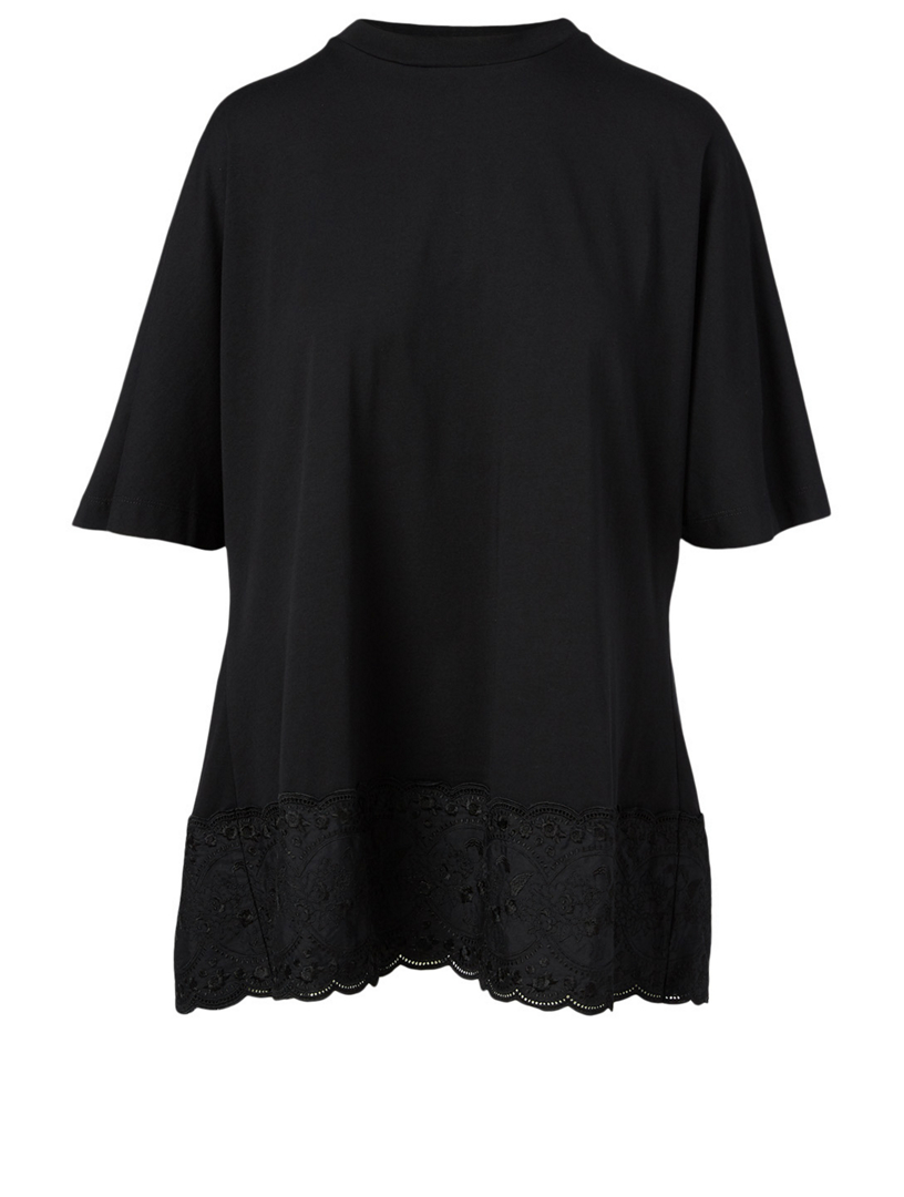 SIMONE ROCHA Tee-shirt en coton avec garniture de dentelle Cherub Femmes Noir