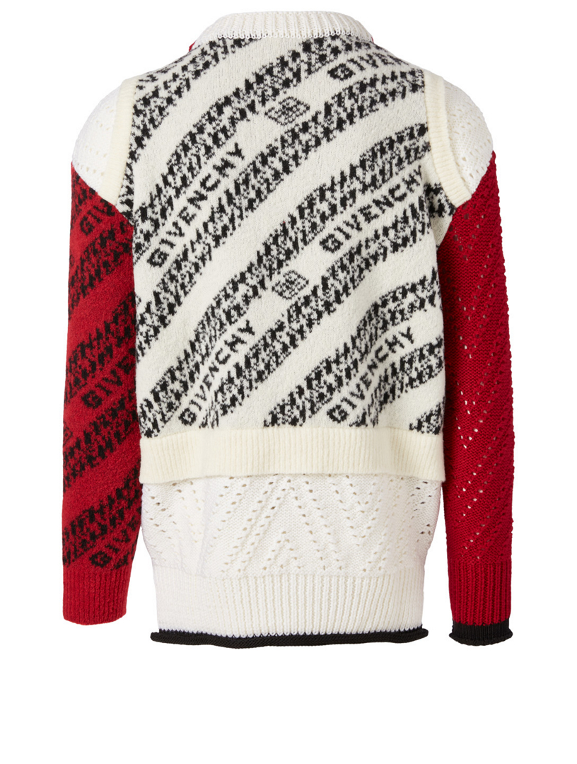GIVENCHY Wool-Blend Patchwork Sweater In Chain Logo Print | Holt ...