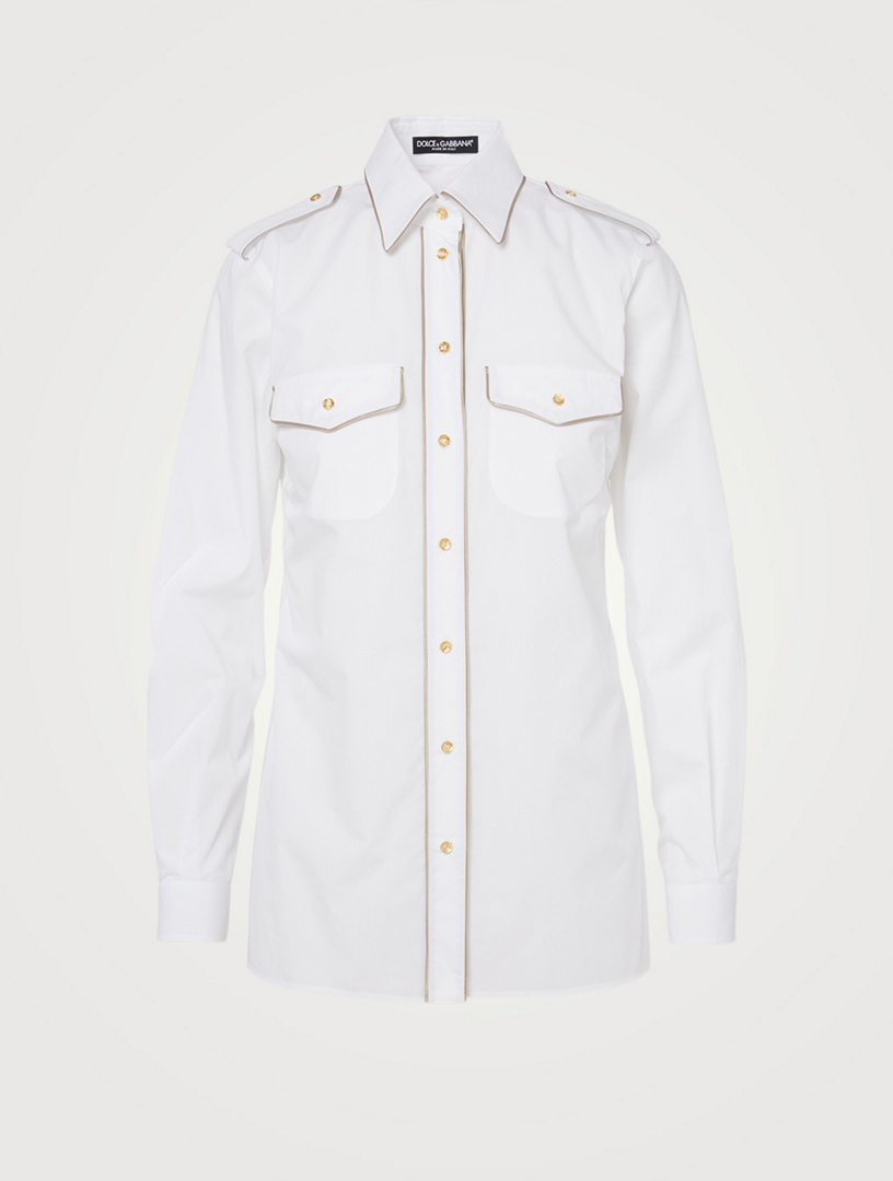 DOLCE & GABBANA Cotton Shirt With Military Buttons | Holt Renfrew Canada