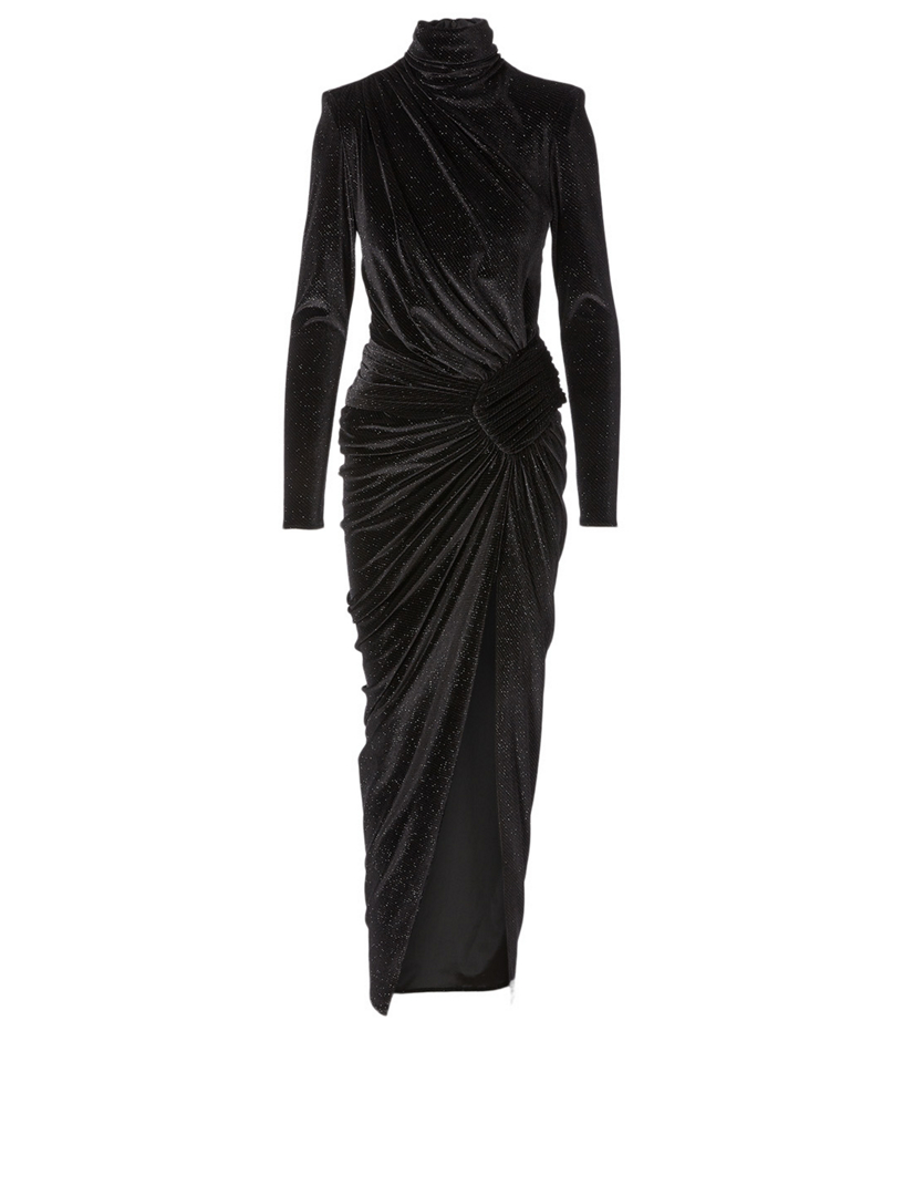 ALEXANDRE VAUTHIER Velvet Sparkling Turtleneck Long Dress | Holt ...
