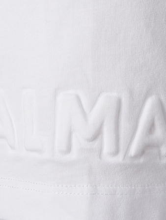 BALMAIN Polo en coton à logo embossé Hommes Blanc