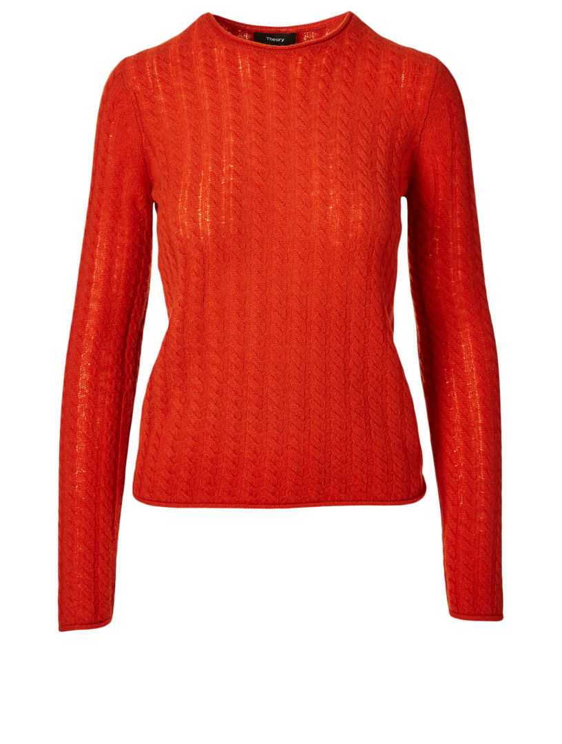 THEORY Pull en tricot de cachemire câblé Femmes Orange