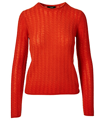 THEORY Pull en tricot de cachemire câblé Femmes Orange