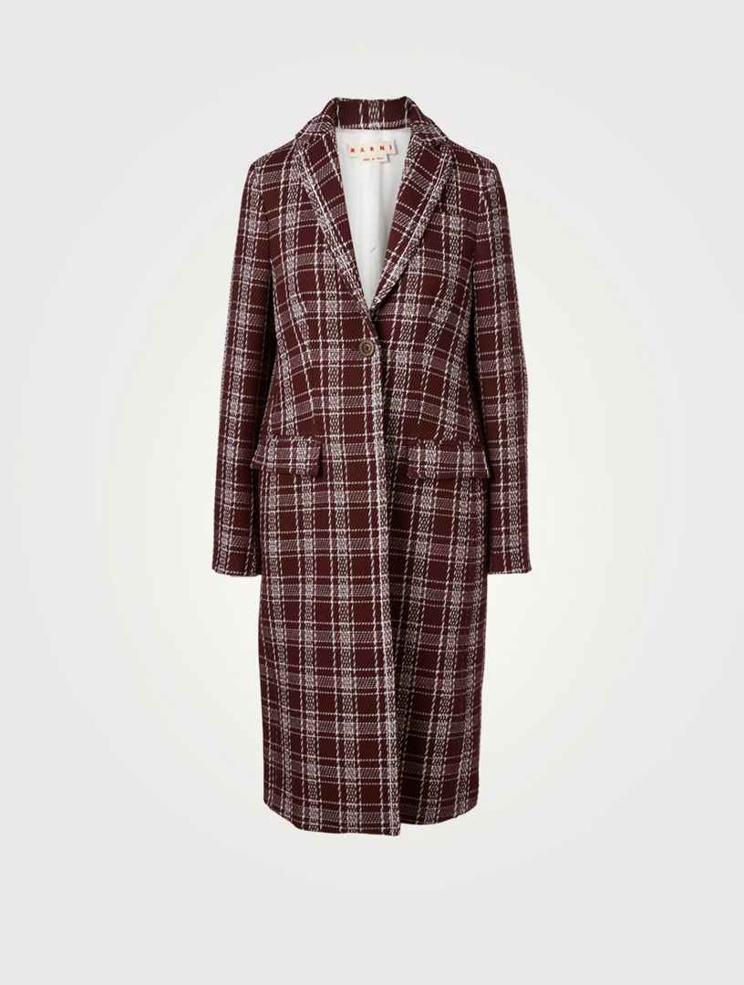 marni belted checked wool gabardine coat