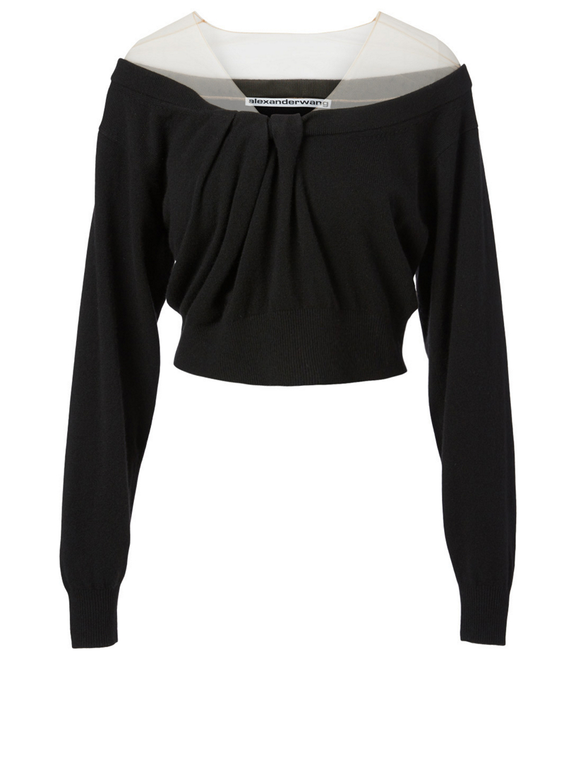 ALEXANDER WANG Illusion Tulle Cropped Sweater | Holt Renfrew Canada