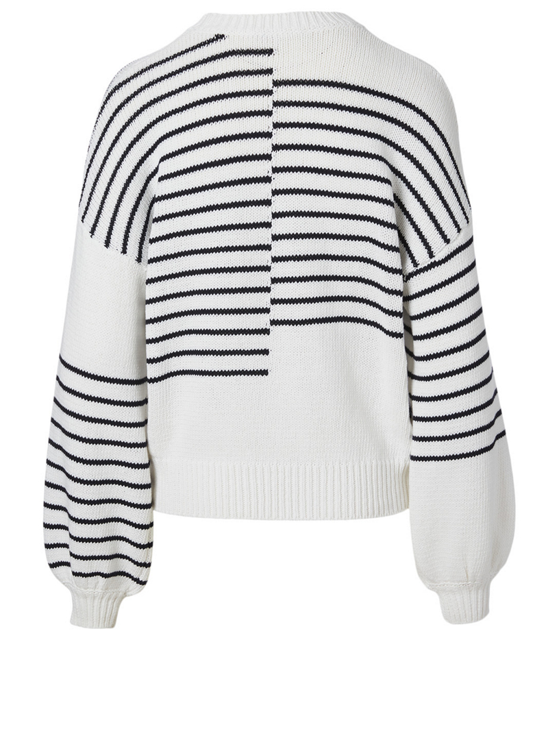 FRAME Cotton Sweater In Mixed Striped Print Women's White