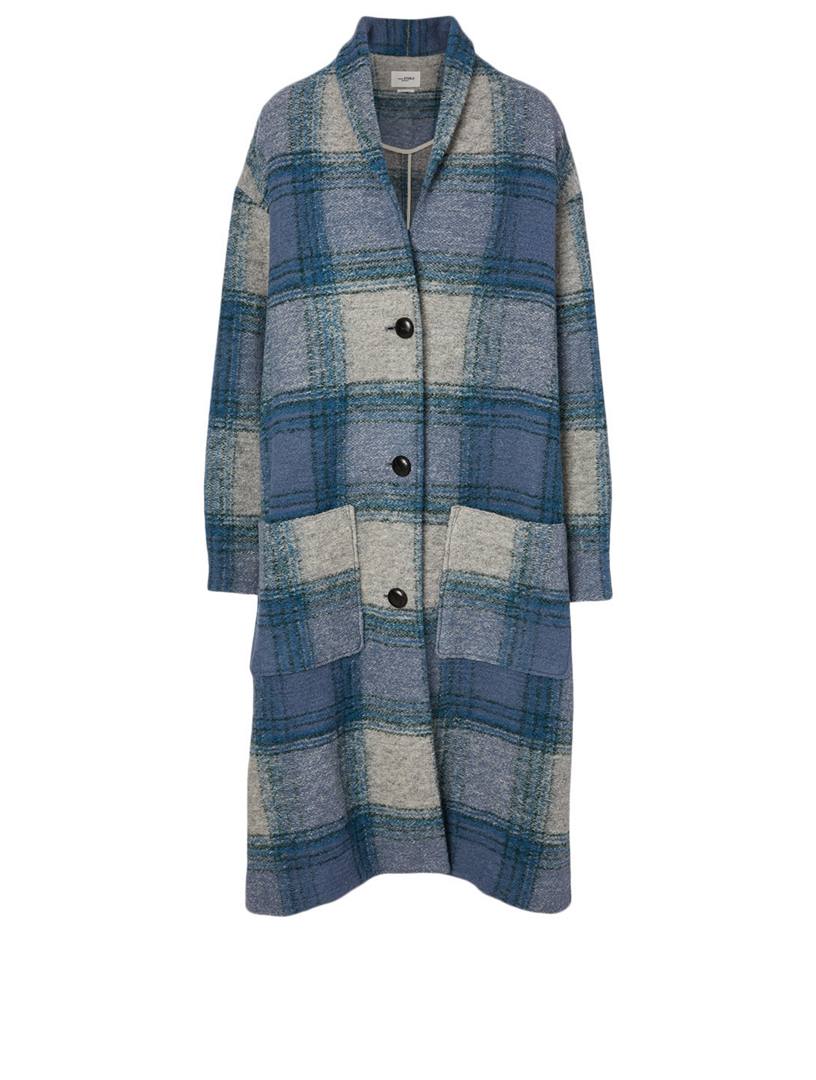 ISABEL MARANT ÉTOILE Elayo Wool-Blend Blanket Coat In Plaid Print ...