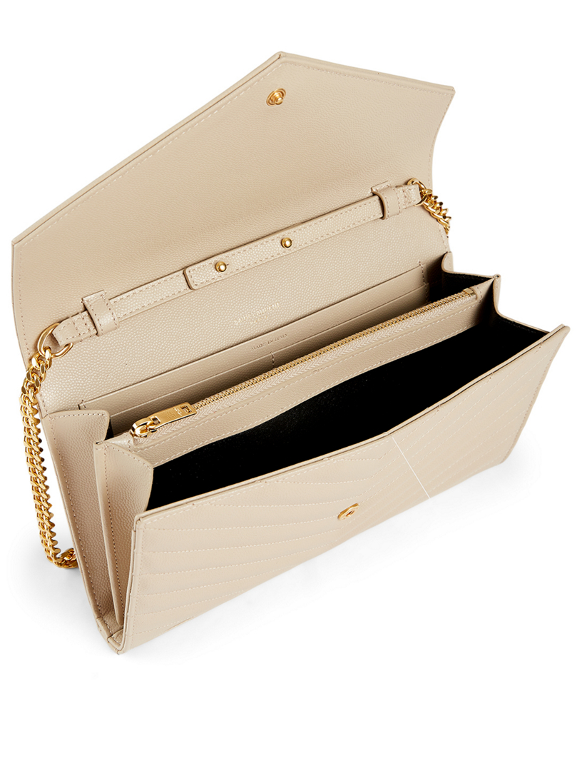 SAINT LAURENT YSL Monogram Leather Chain Wallet Envelope Bag | Holt ...