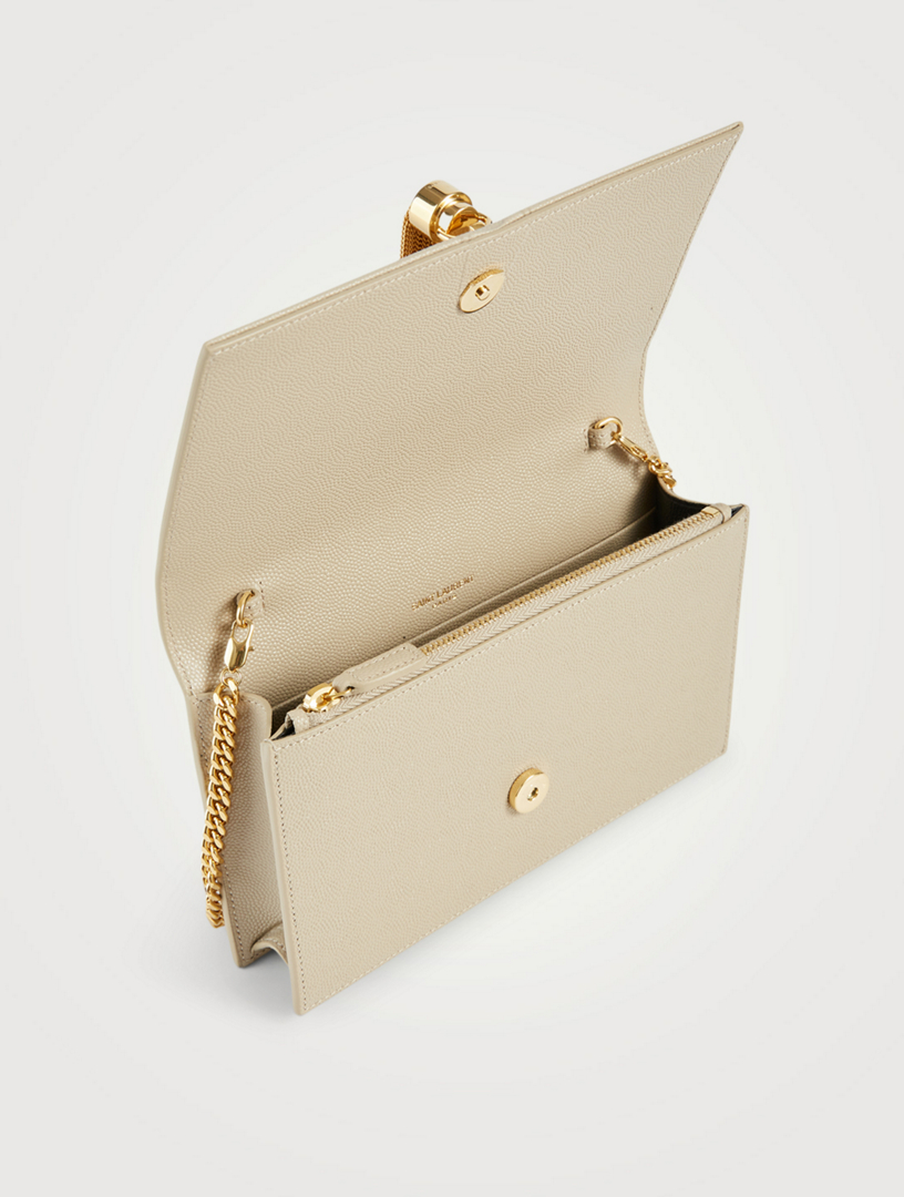 SAINT LAURENT Kate YSL Monogram Leather Chain Wallet Bag Women's Grey