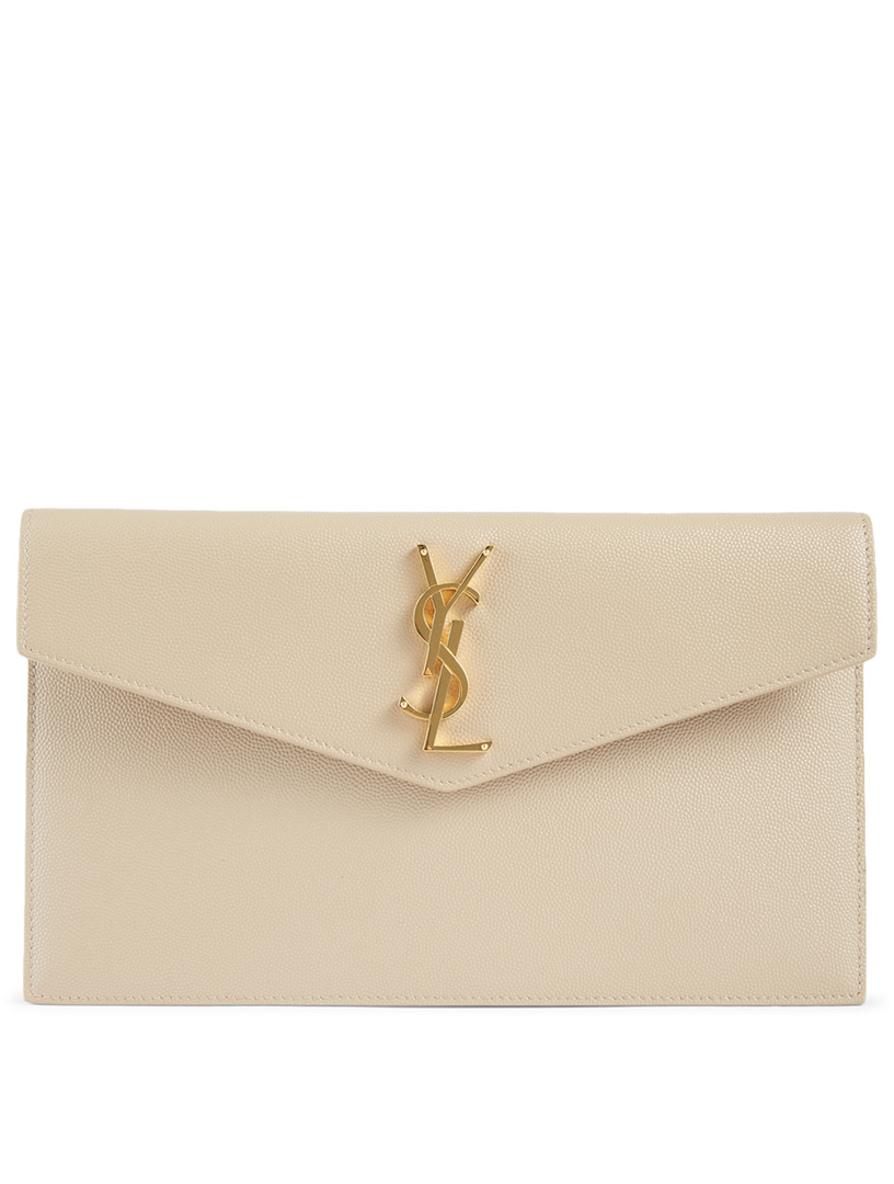 Saint Laurent Uptown envelope leather clutch bag - ShopStyle