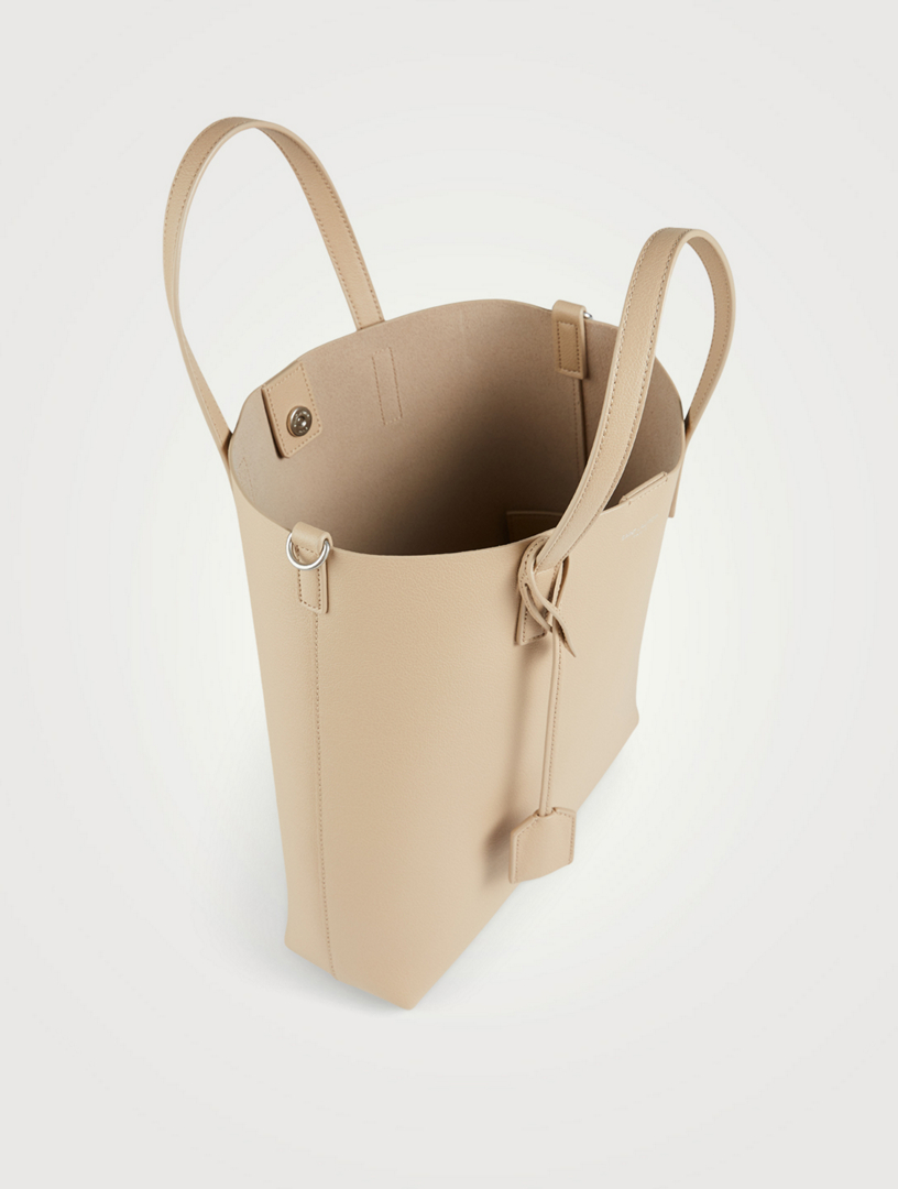 SAINT LAURENT Toy YSL Monogram Leather Shopping Tote Bag Women's Beige