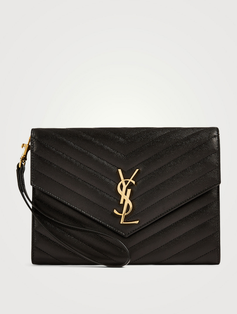 SAINT LAURENT YSL Monogram Leather Wristlet Pouch | Holt Renfrew Canada