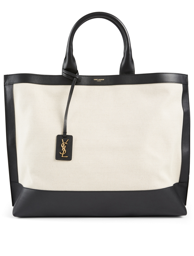 canvas leather tote bag