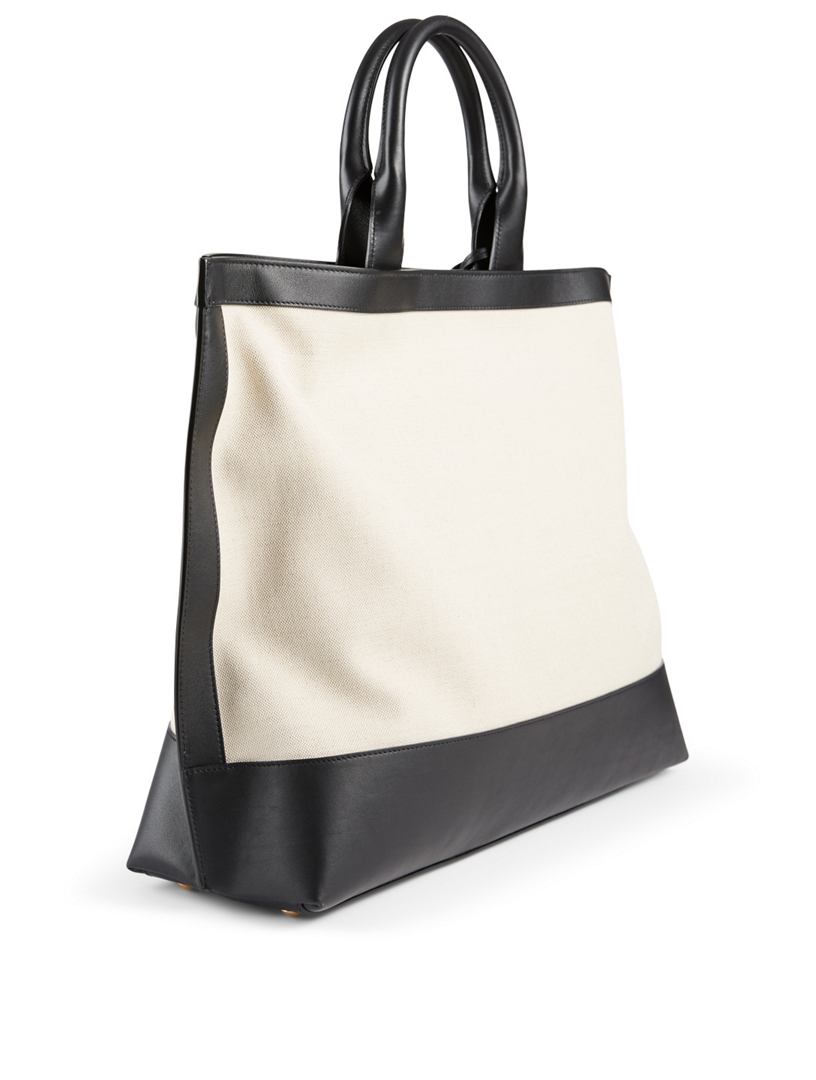 canvas and leather tote bag