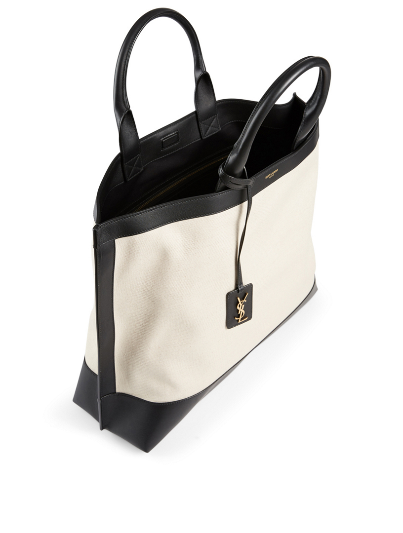 grey leather tote