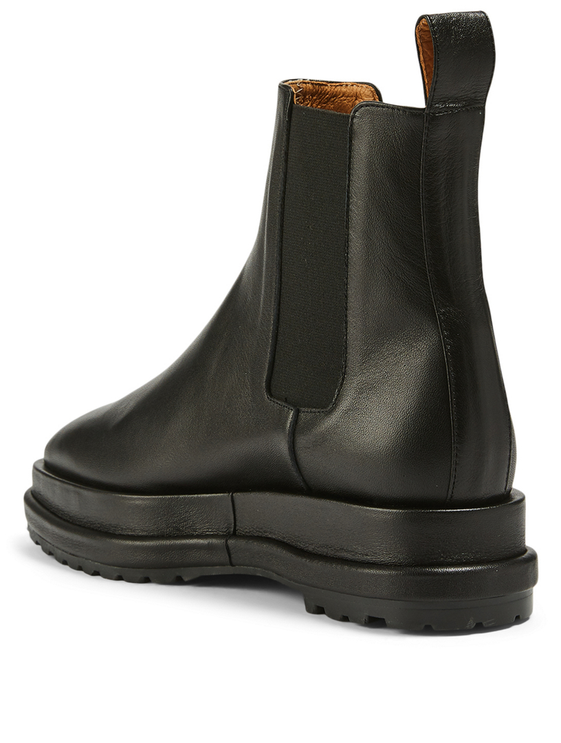 black leather platform chelsea boots