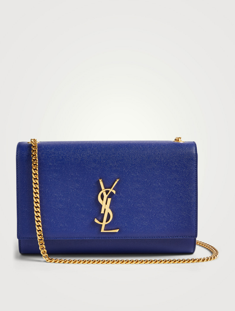 SAINT LAURENT Medium Kate YSL Monogram Leather Chain Bag Women's Blue