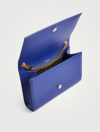 SAINT LAURENT Sac Kate en cuir à bandoulière-chaîne et à monogramme YSL, format moyen Femmes Bleu
