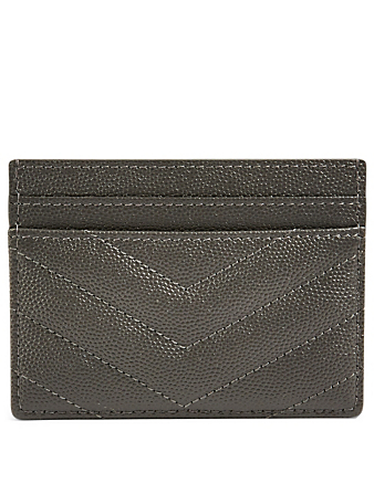 SAINT LAURENT YSL Monogram Leather Card Holder Women's Grey
