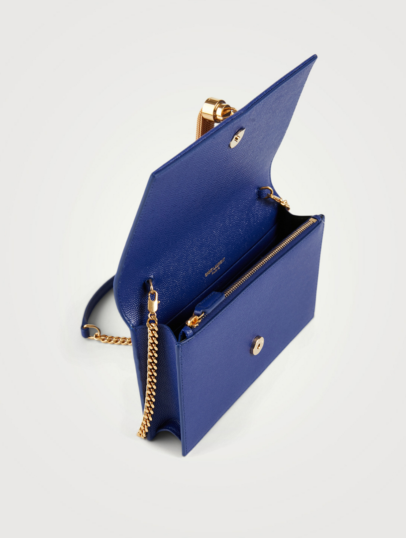 SAINT LAURENT Kate YSL Monogram Leather Chain Wallet Bag Women's Blue