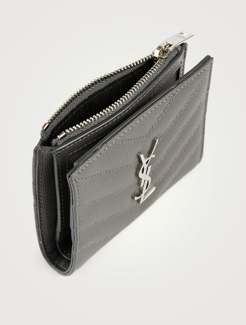 SAINT LAURENT YSL Monogram Leather Zipped Card Holder ...