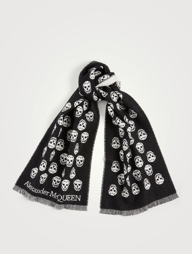 alexander mcqueen white skull scarf
