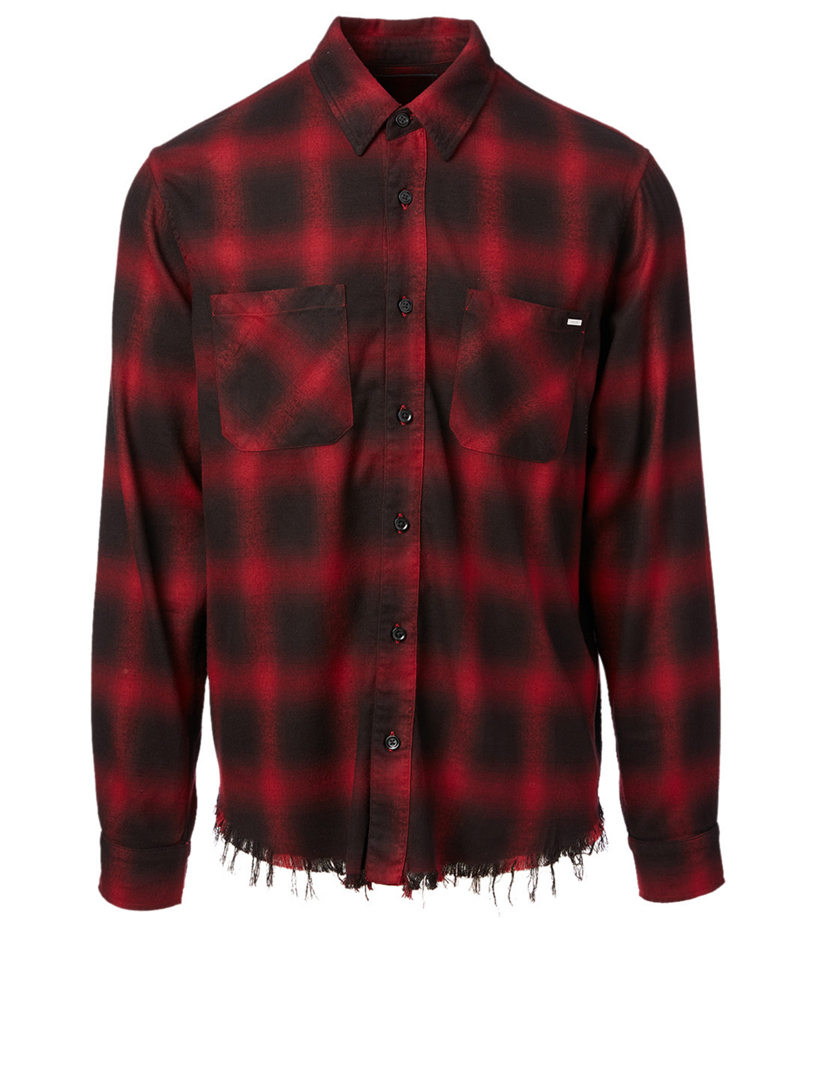 Cotton-Blend Shirt In Plaid Print