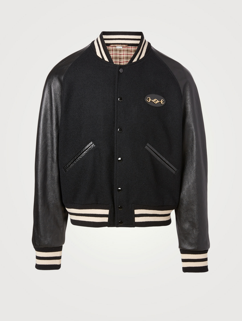 gucci mens leather bomber jacket