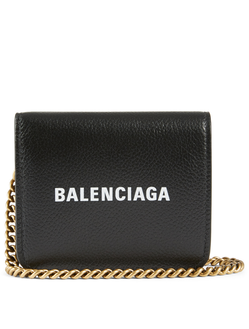 BALENCIAGA Mini Everyday Cash Leather Wallet With Chain | Holt Renfrew ...