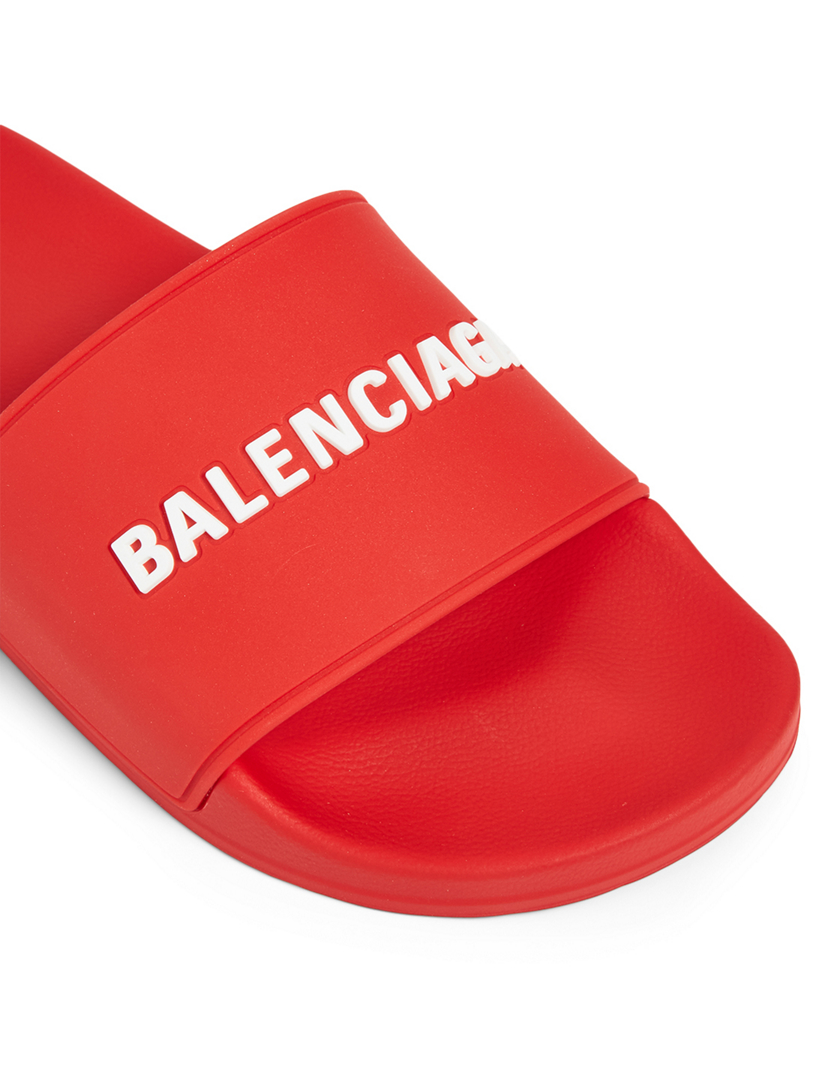 red balenciaga slides