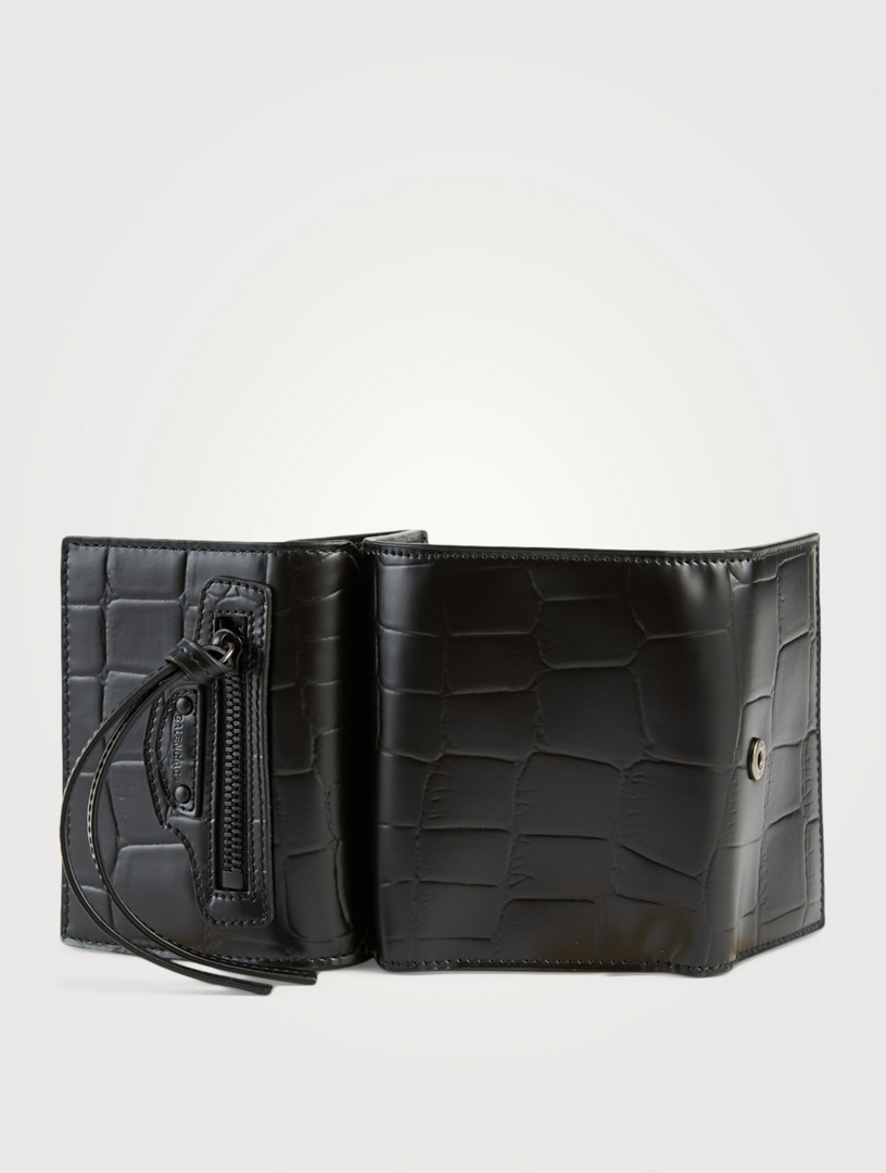 BALENCIAGA Mini Neo Classic Croc-Embossed Leather City Wallet | Holt ...