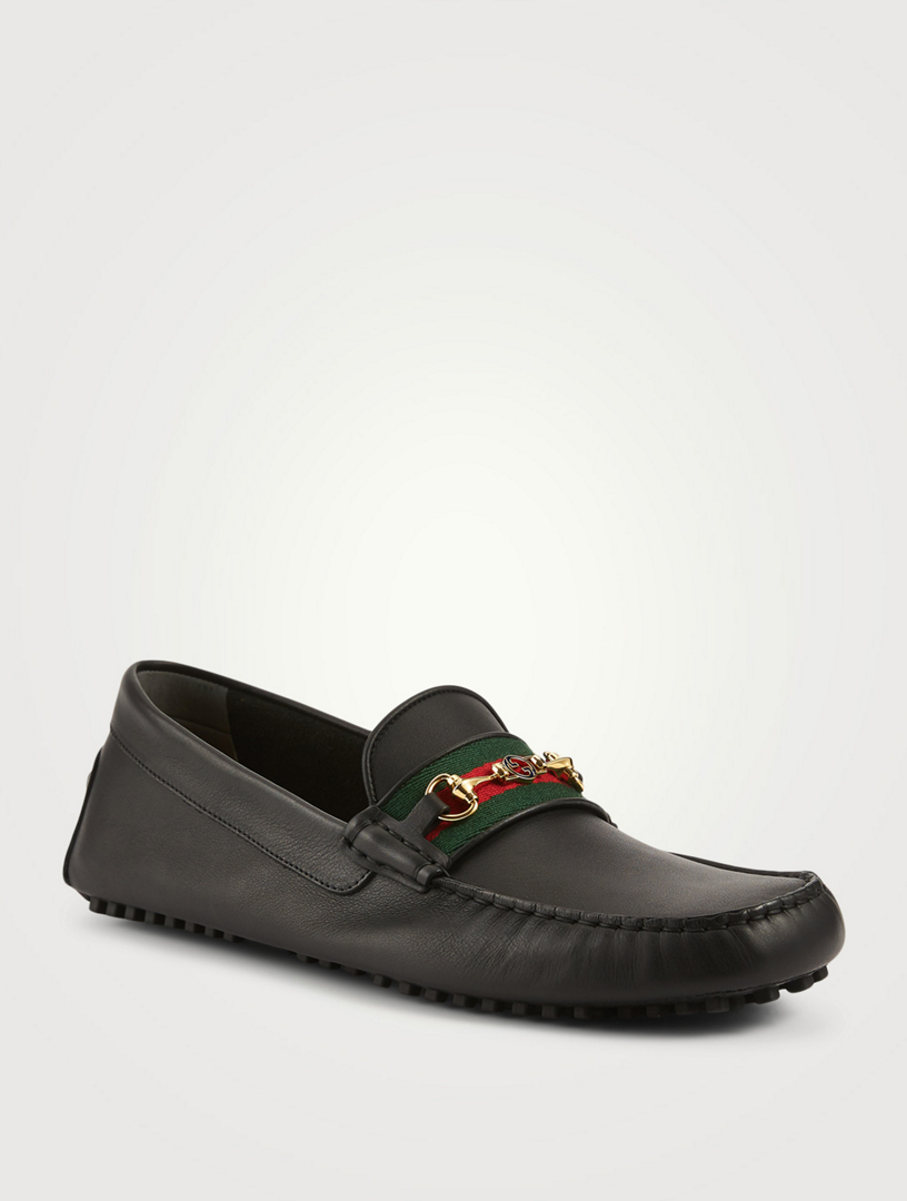 gucci web leather driver