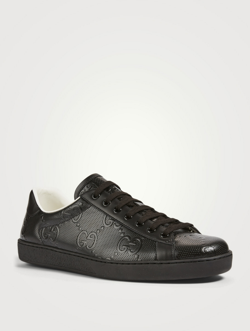 black leather gucci sneakers