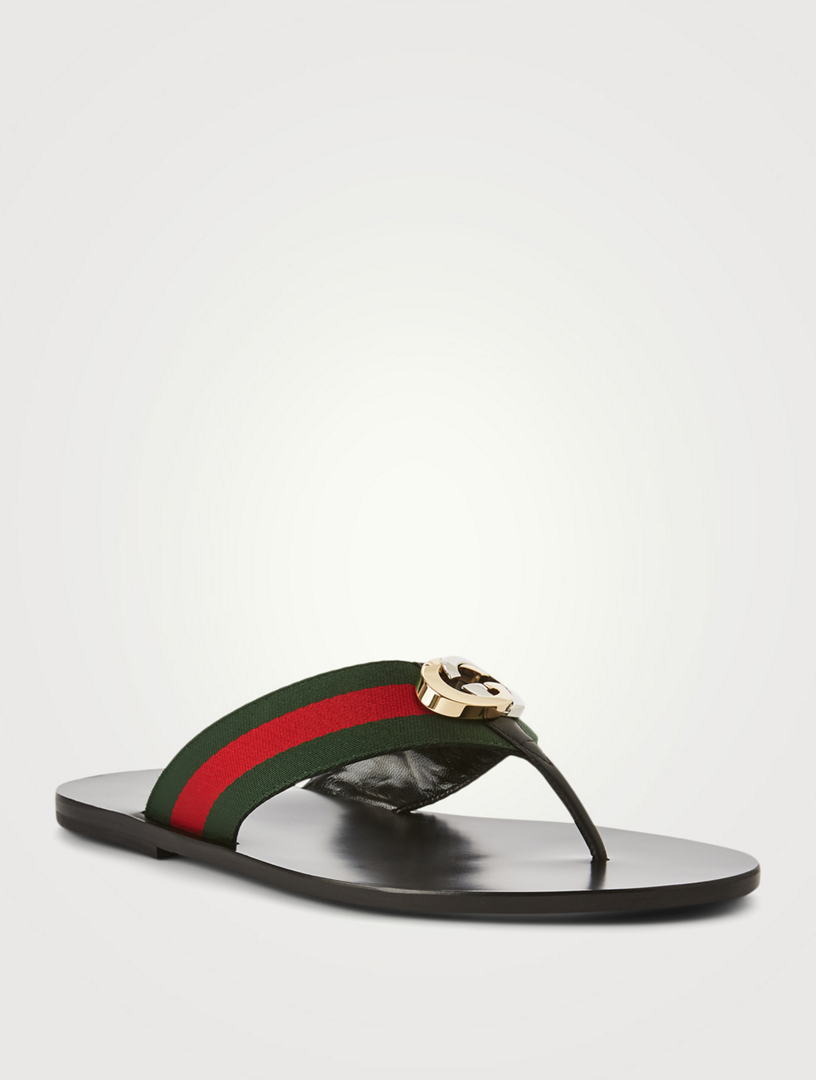 leather and web sandal gucci
