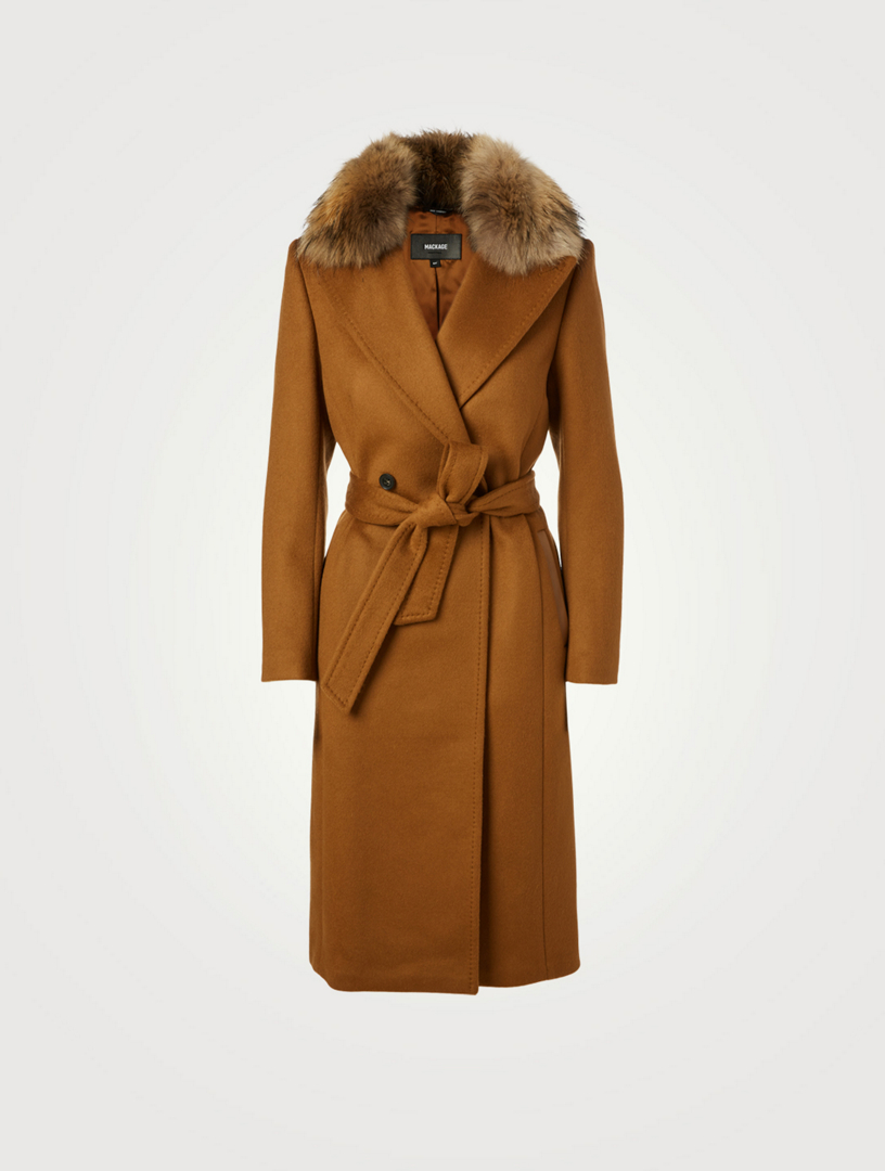 mackage wool coat with fur