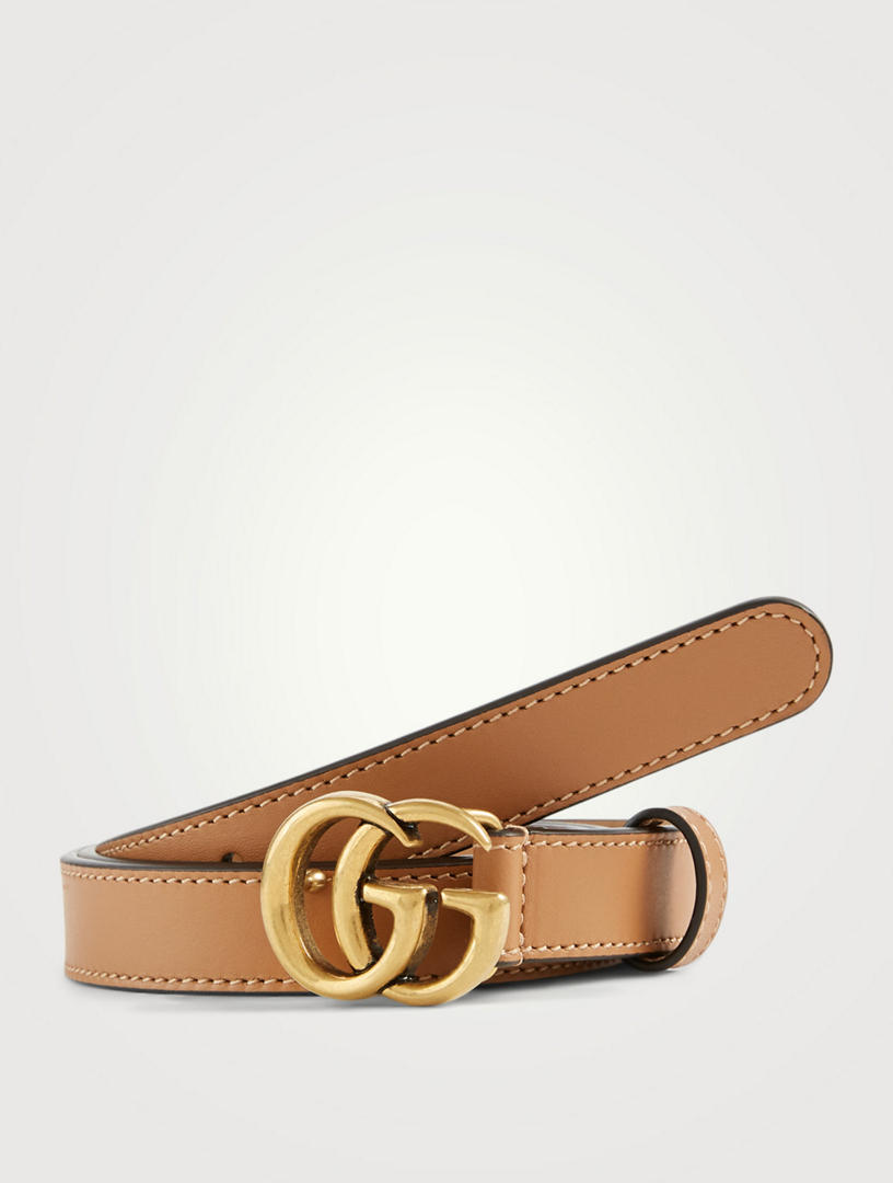 GUCCI Thin Leather Belt With Double G 