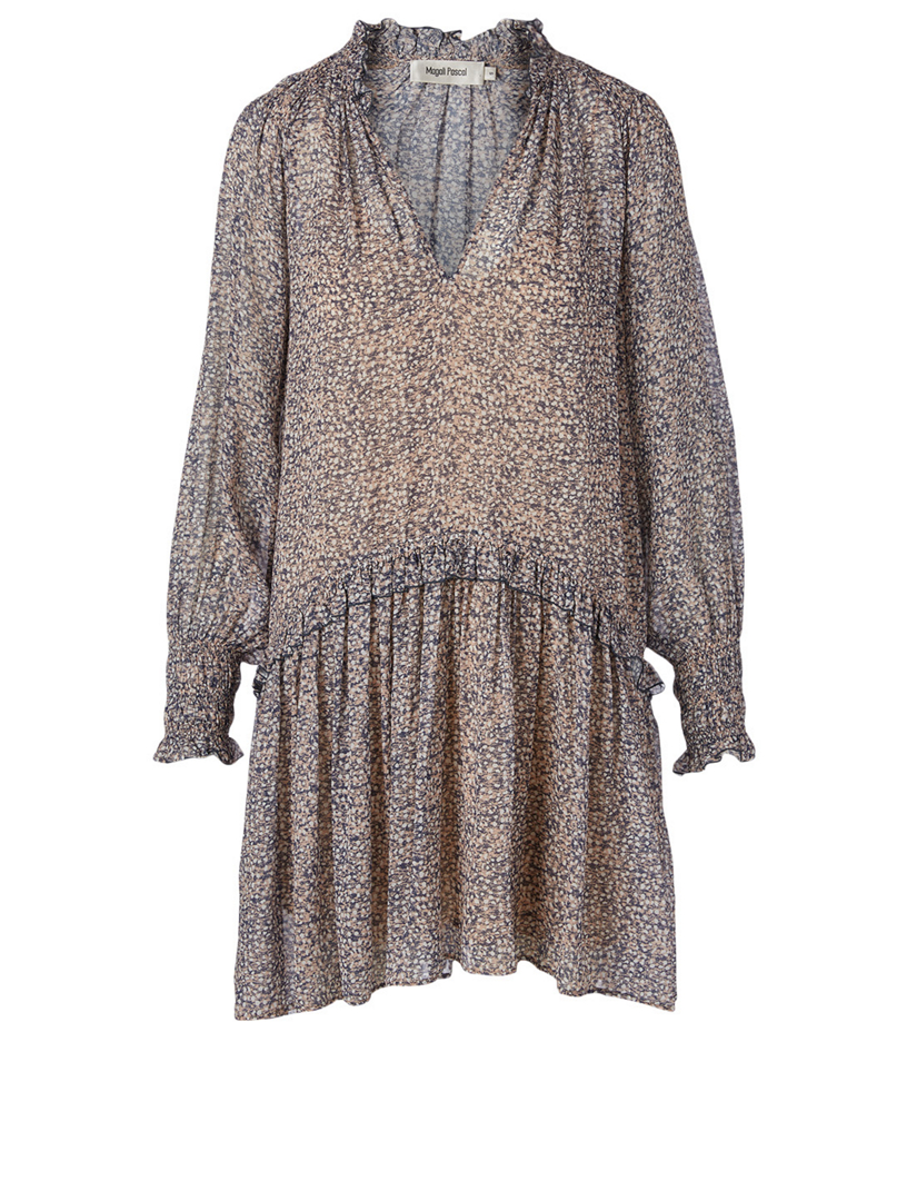 Lucille Long-Sleeve Mini Dress In River Print