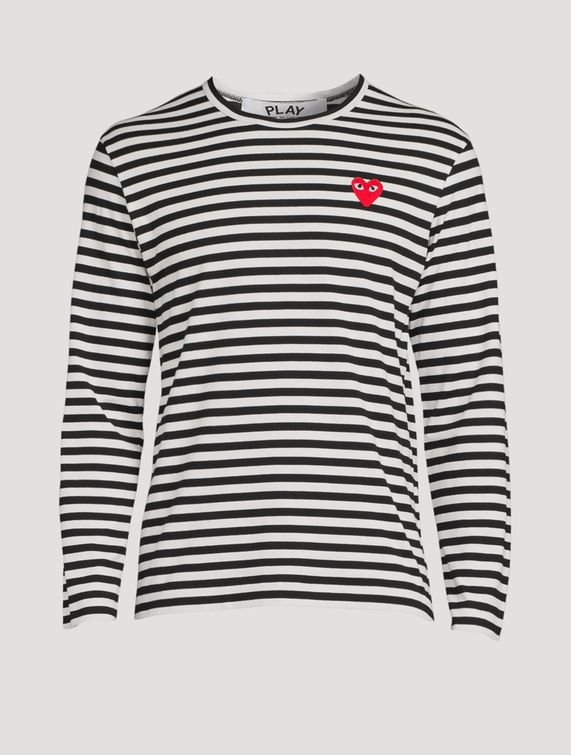 COMME DES GARÇONS PLAY Heart Long Sleeve T-Shirt In Stripe | Holt