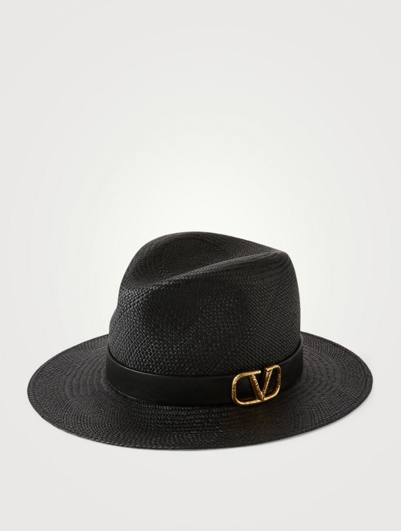 VALENTINO GARAVANI Straw Fedora Hat Women's Black