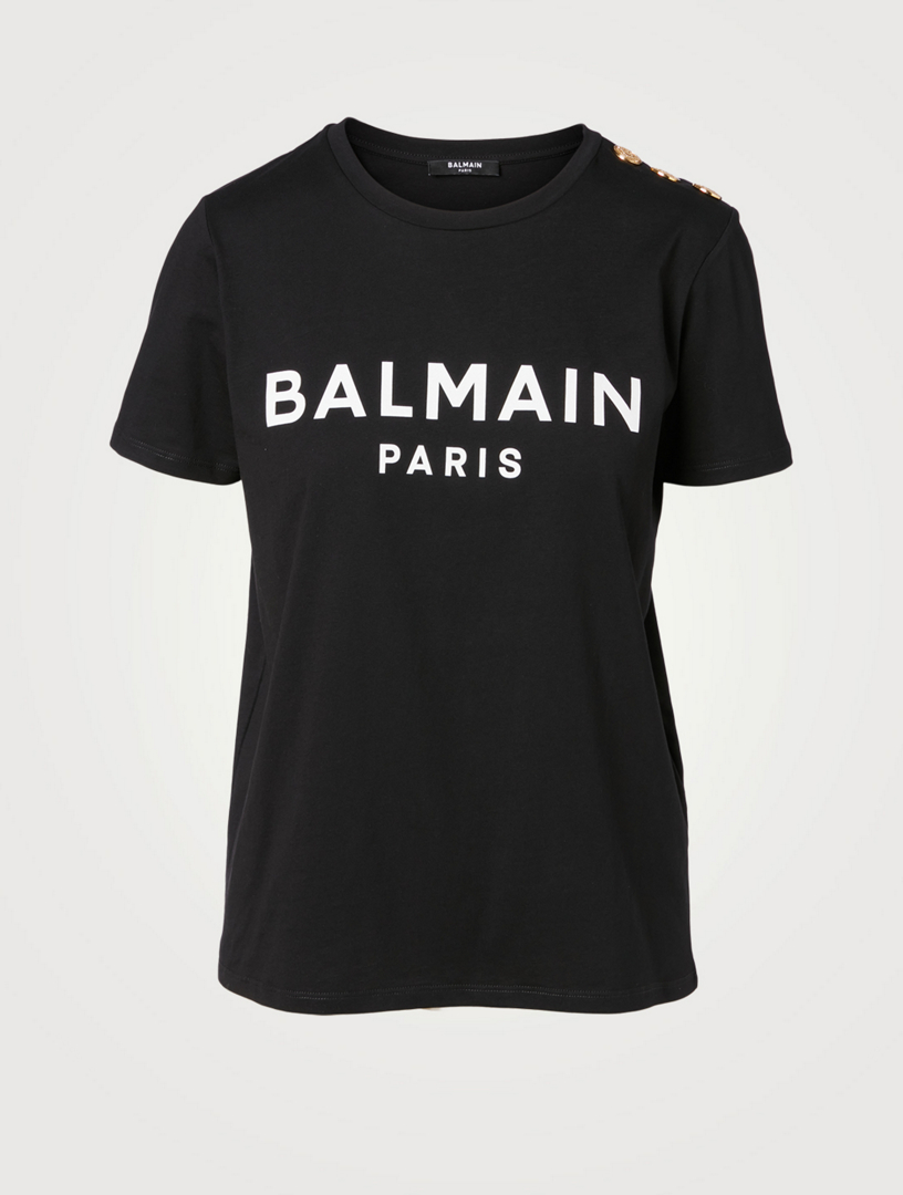 BALMAIN Cotton Logo T-Shirt With Buttons | Holt Renfrew Canada