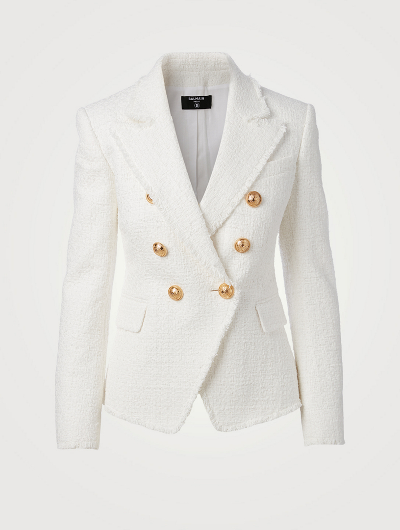 BALMAIN Tweed Bouclé Double-Breasted Blazer | Holt Renfrew Canada