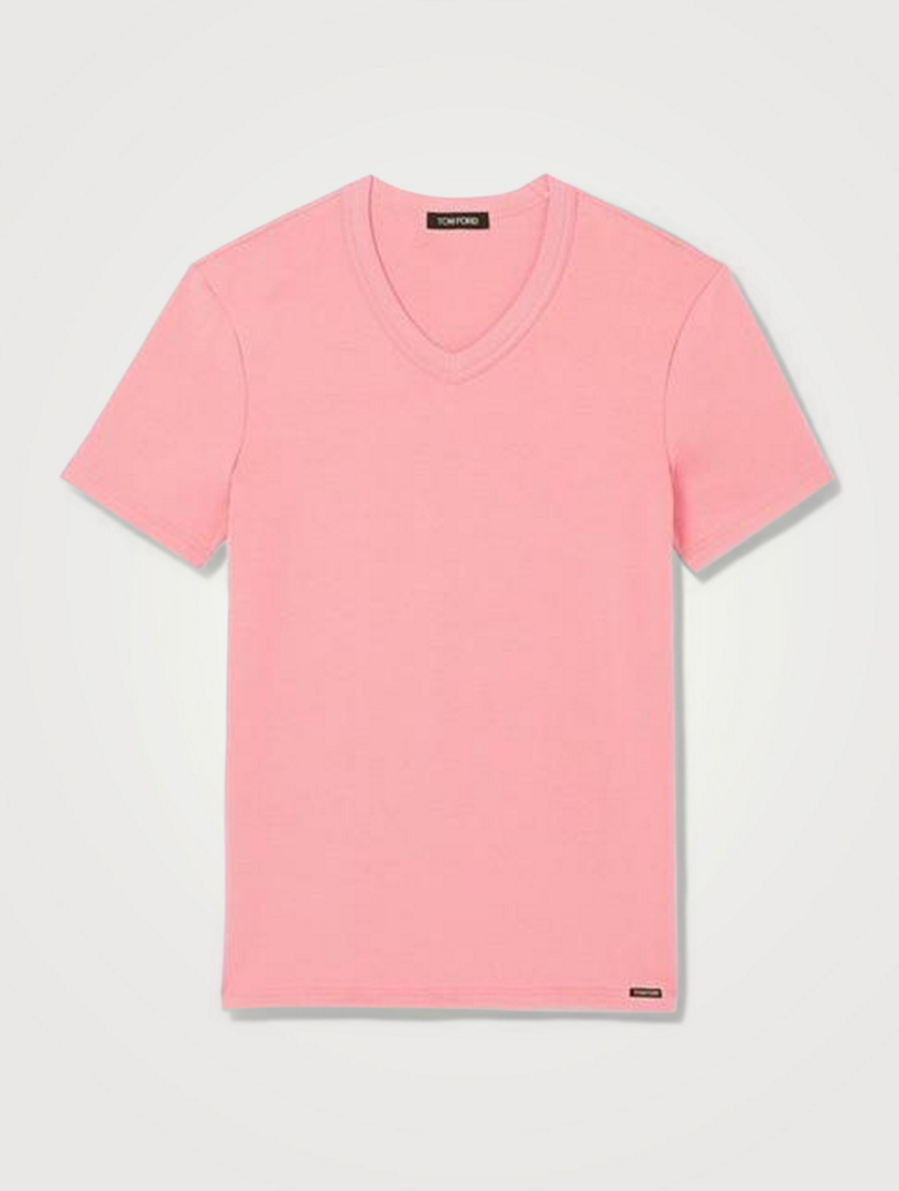 pink v neck t shirt mens