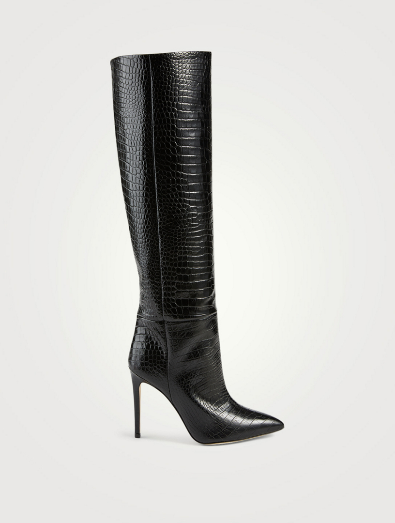 nikitta croc embossed knee high boot