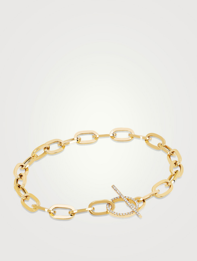 EF COLLECTION Jumbo 14K Gold Toggle Bracelet With Diamonds Holt