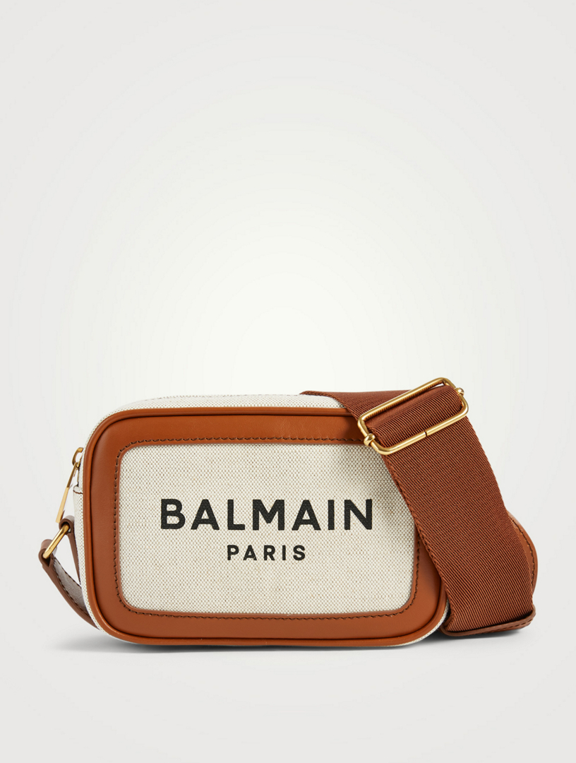 BALMAIN BArmy Leather And Canvas Crossbody Camera Bag Holt Renfrew